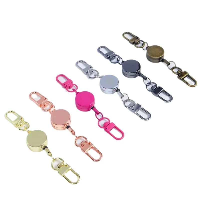 Anti-theft Retractable Key Holder Metal Easy-to-pull Buckle Rope Elastic Keychain Sporty Retractable Key Ring Nurse Accessories