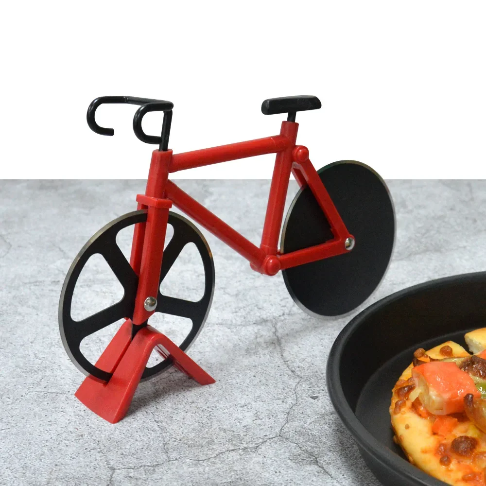 Stainless Steel Pizza Knife Two-wheel Bicycle Shape Pizza Cutting Knife Pizza Tool Bike Round Pizza Cutter Knives Kitchen Tools