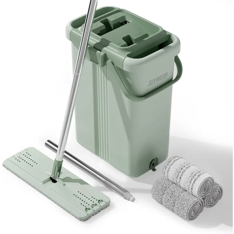 

Flat Squeeze Mop with Bucket (X-Large), Dust Mop for Wall Cleaner with Long Handle, Mic