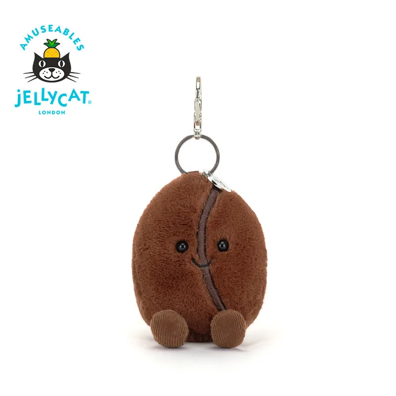 

Kawaii Jellycat Style Amuseable Coffee Bean Bag Charm 11CM Cute Plush Keychain Soft Stuffed Food Cartoon Couple Birthday Gifts