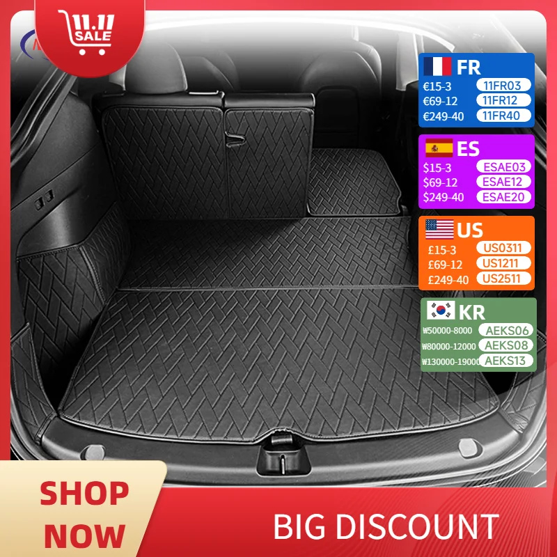 

New Leather Trunk Mats Fully Surrounded Waterproof Cargo Liner for Tesla Model Y 3 Highland 2017 to 2023 2024 Trunk Accessories