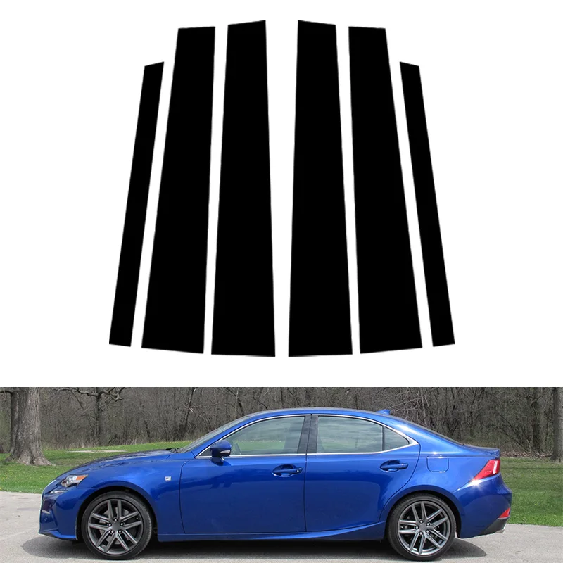 

6 шт., автомобильные стойки BC, декоративные наклейки для двери, окна, накладки, наклейка для Lexus IS 2014-2023, автоаксессуар