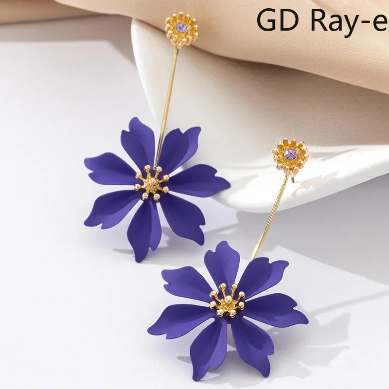 Candy Color Korean Sweet Flower Earrings for Women New Fashion Multi-color Rubber Epoxy Dangle Earrings Wholesale Jewelry