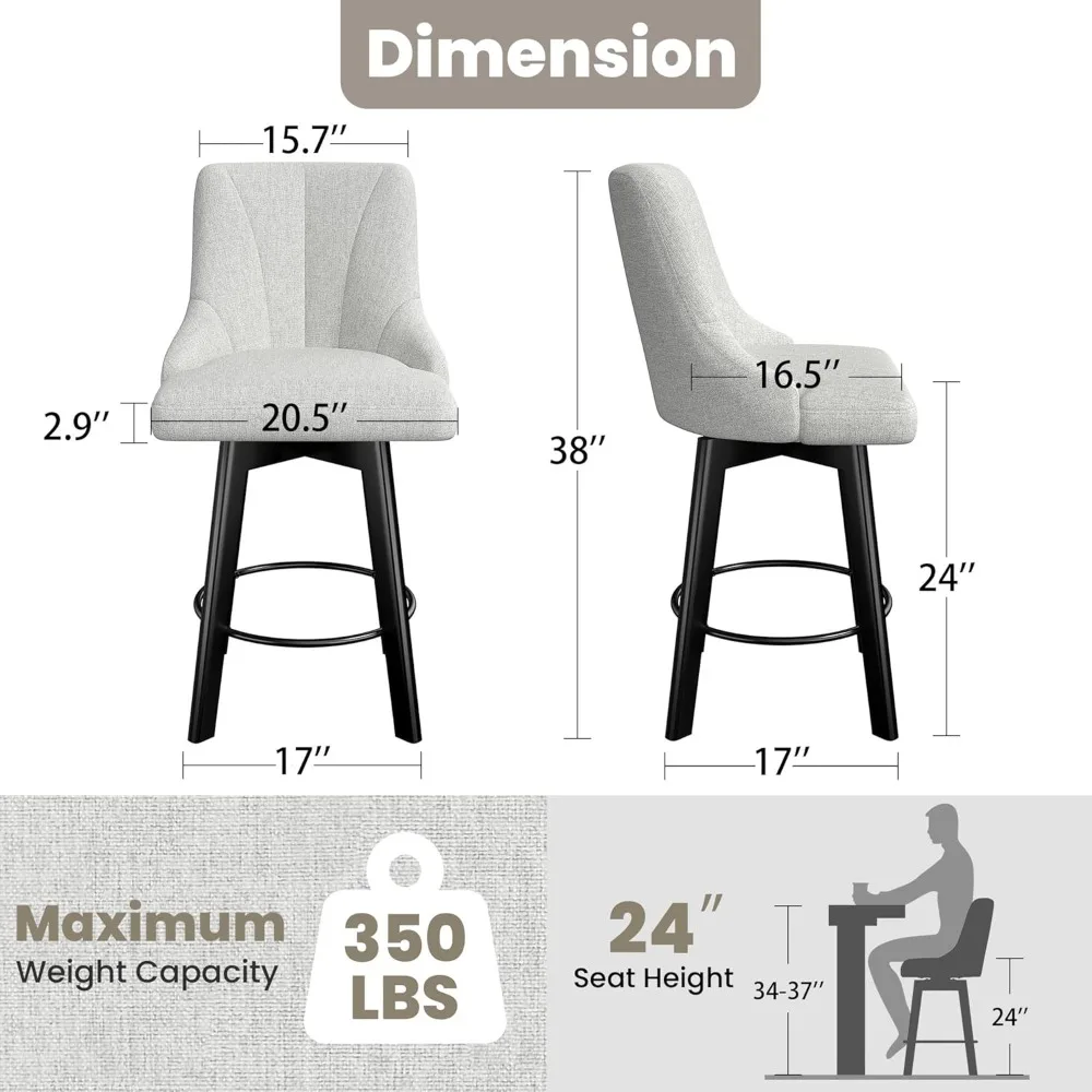 Swivel Bar Stools with Backs, 24