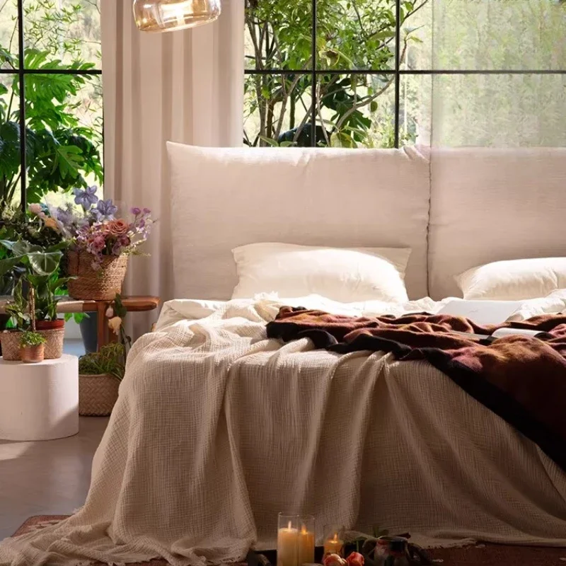 

minimalist fabric bed petal bed 1.8 meters master bedroom double soft cloth bed