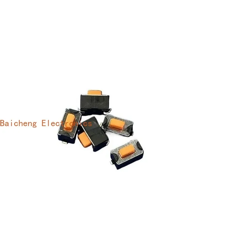 100PCS Small and micro internal patch, 2-pin 3 * 6 * 5MM, lightly touch orange button, foot wrapped button switch