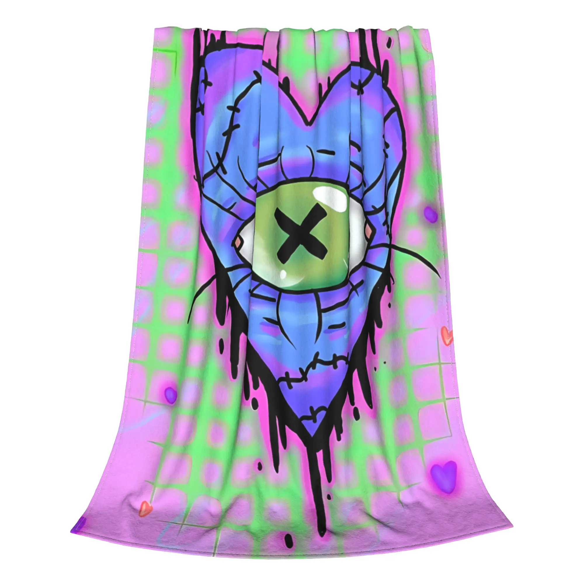 1PC Home Cutecore Love Sick Graffiti Blanket Super Cosy Plush Home Living Room Sofa Halloween