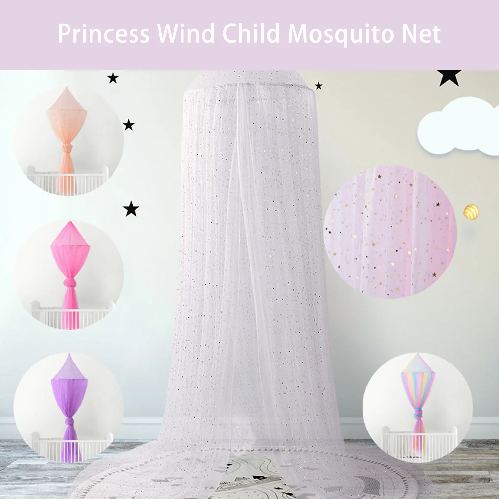 

Kids Yarn Mesh Bedcover Floor-standing Single Door Mosquito Net Hanging Dome Children Curtain Tent for Summer Room