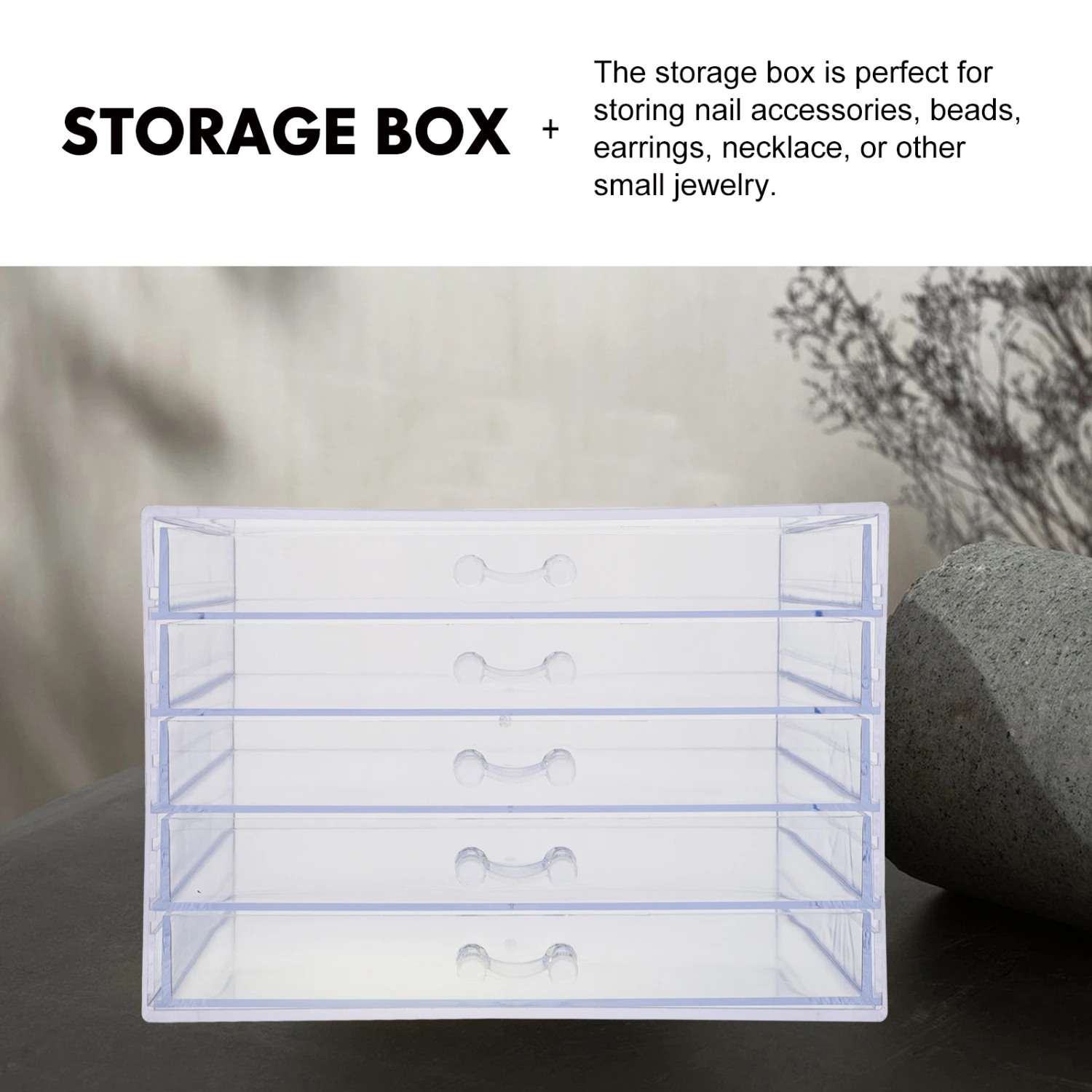 Spacious, Durable, and Convenient Clear Stackable Nail Jewelry Organizer for Beauty Supplies - Drawer Container with Drawers - D