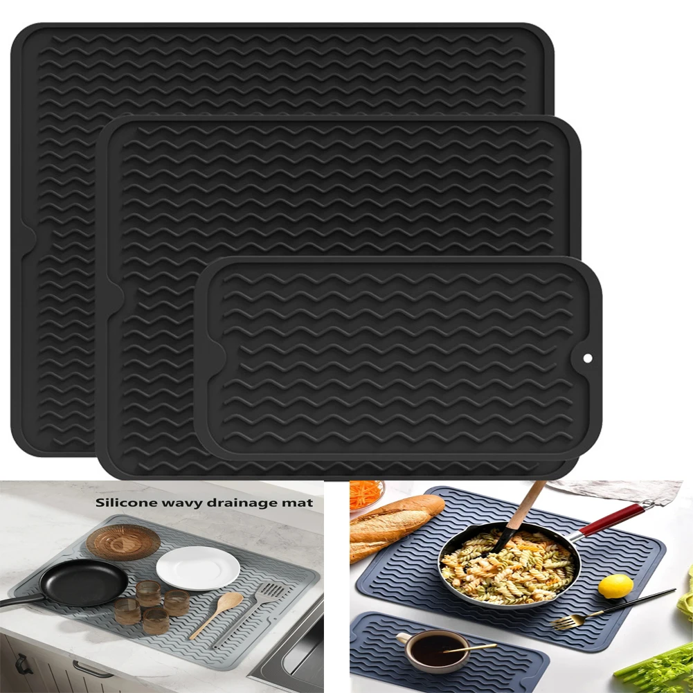 Non Slip Silicone Drying Mat for Kitchen Extra Large Heatproof Countertop Stove Protector Dish Drying Rack