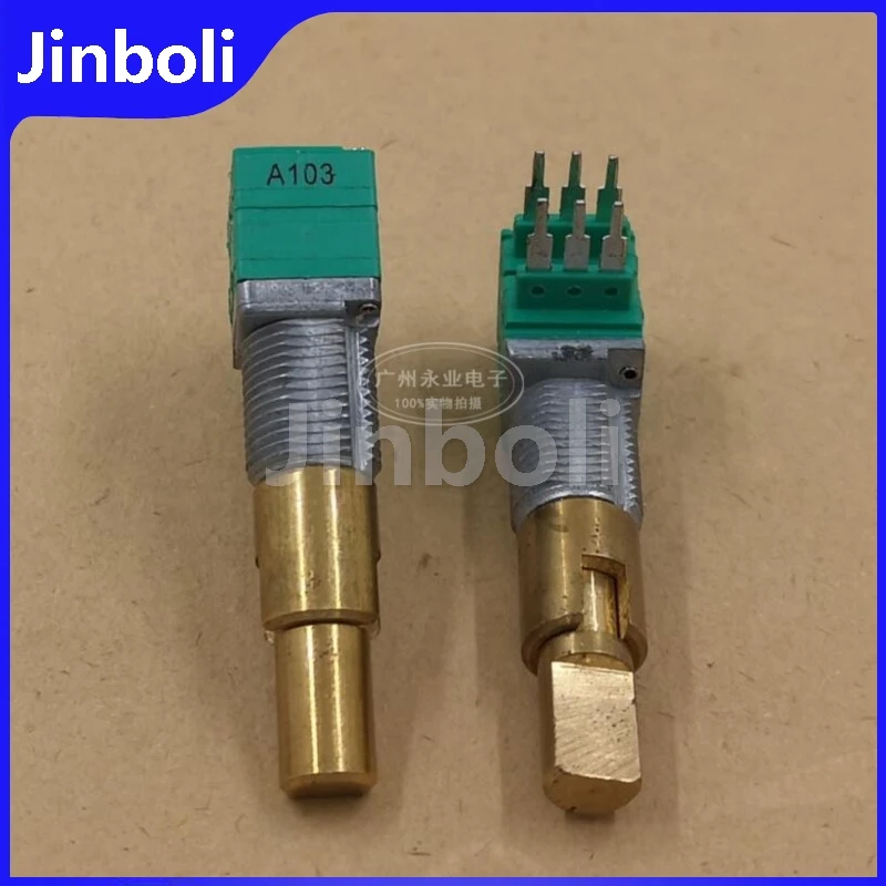 1PCS R09 Type Double Shaft Precision Potentiometer 6Pins A10K A103 Car Navigation Volume Audio Potentiometer Shaft Length 30MM