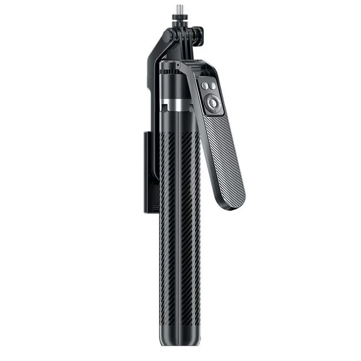 1,8 m de largo 360 °   Palo de Selfie para teléfono con cabezal giratorio, soporte de cuatro patas, trípode de expansión remota Bluetooth para teléfono inteligente, color negro