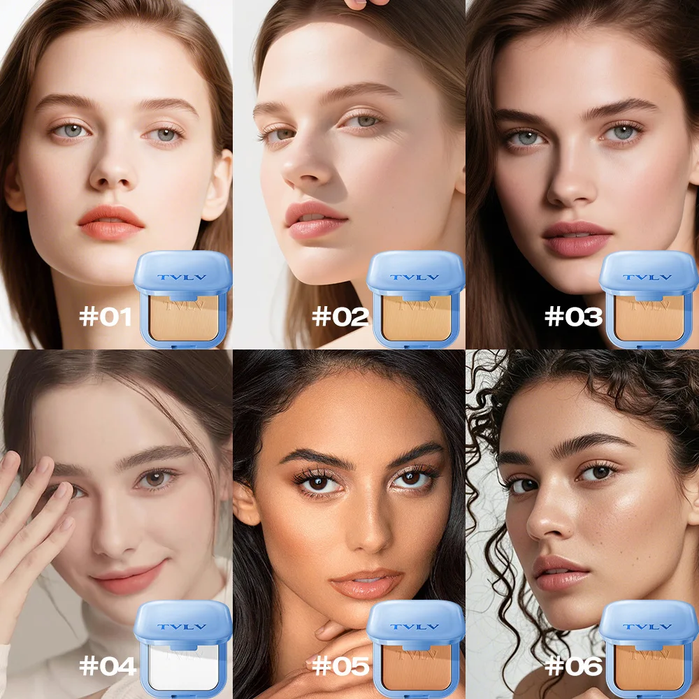 6-Farben-Matt-Gesichts-Concealer-Puder, aufhellendes Make-up, transparent, wasserdicht, schweißbeständig, Kosmetik-Fixierpulver