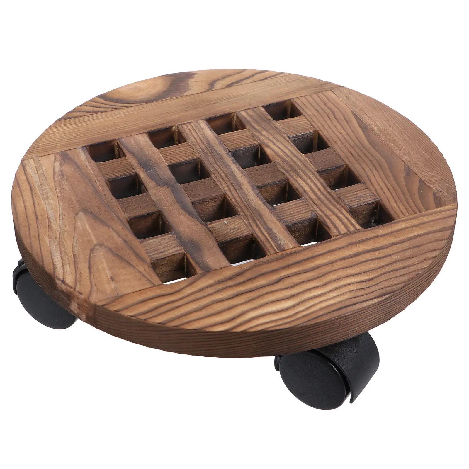 Wooden Round Pots Tray Thickened Wood Flowerpot Base Tray Movable Indoor Outdoor Wheel Flowerpot Stand for Garden