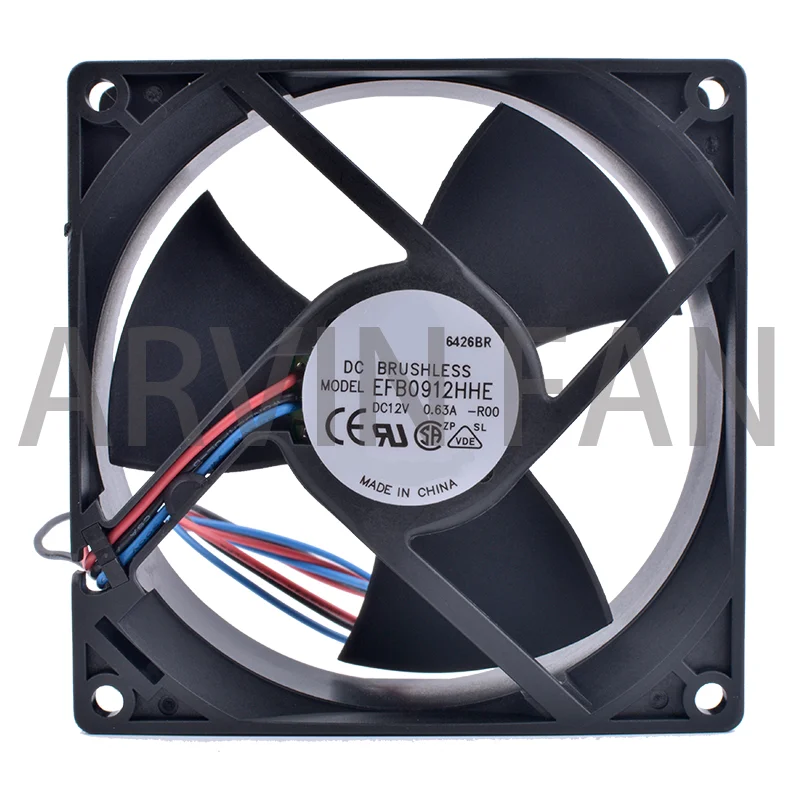 EFB0912HHE-R00 9cm 9038 9238 92mm Fan 92x92x38mm 12V 0.63A Double Ball Bearing Alarm Function High Air Volume Cooling Fan