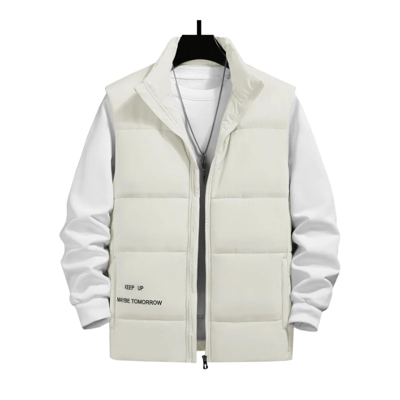 

Printed Stand Collar Cotton Vest Men Casual Loose Warm Sleeveless Jacket