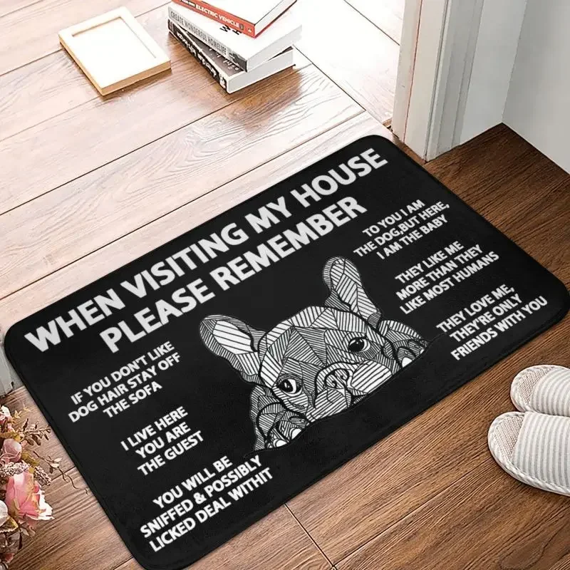 Tapis Polymères Antidérapant Personnalisé pour Chien, Bouledogue Français, Doorvirus, Salle de Bain, Cuisine, Salon, 40x60cm