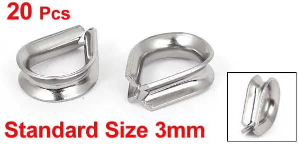 2016 Popular 20pcs Stainless Steel Silver Tone Wire Rope Thimble 3mm 1/8