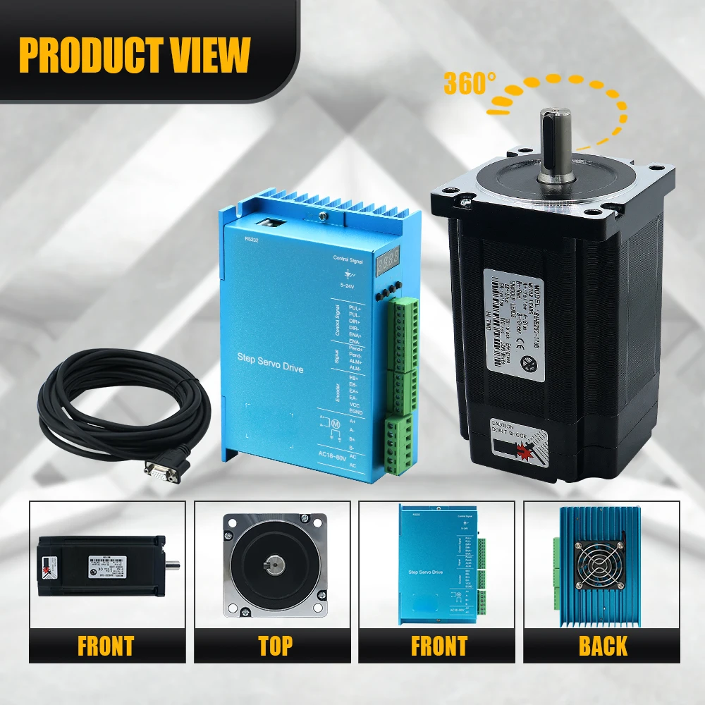 CNC Motor kit  Nema34 86*86 Close Loop Stepper Motor 4.5Nm / 8.5Nm / 12Nm + Digital Display Driver DL86H+ 3M Cable For CNC