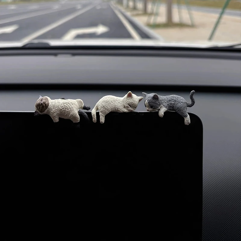 New Cute Sleeping Cat Doll Creative Car Decoration Auto Ornaments Micro Landscape Model Cute Car Accessories Gifts Supplies