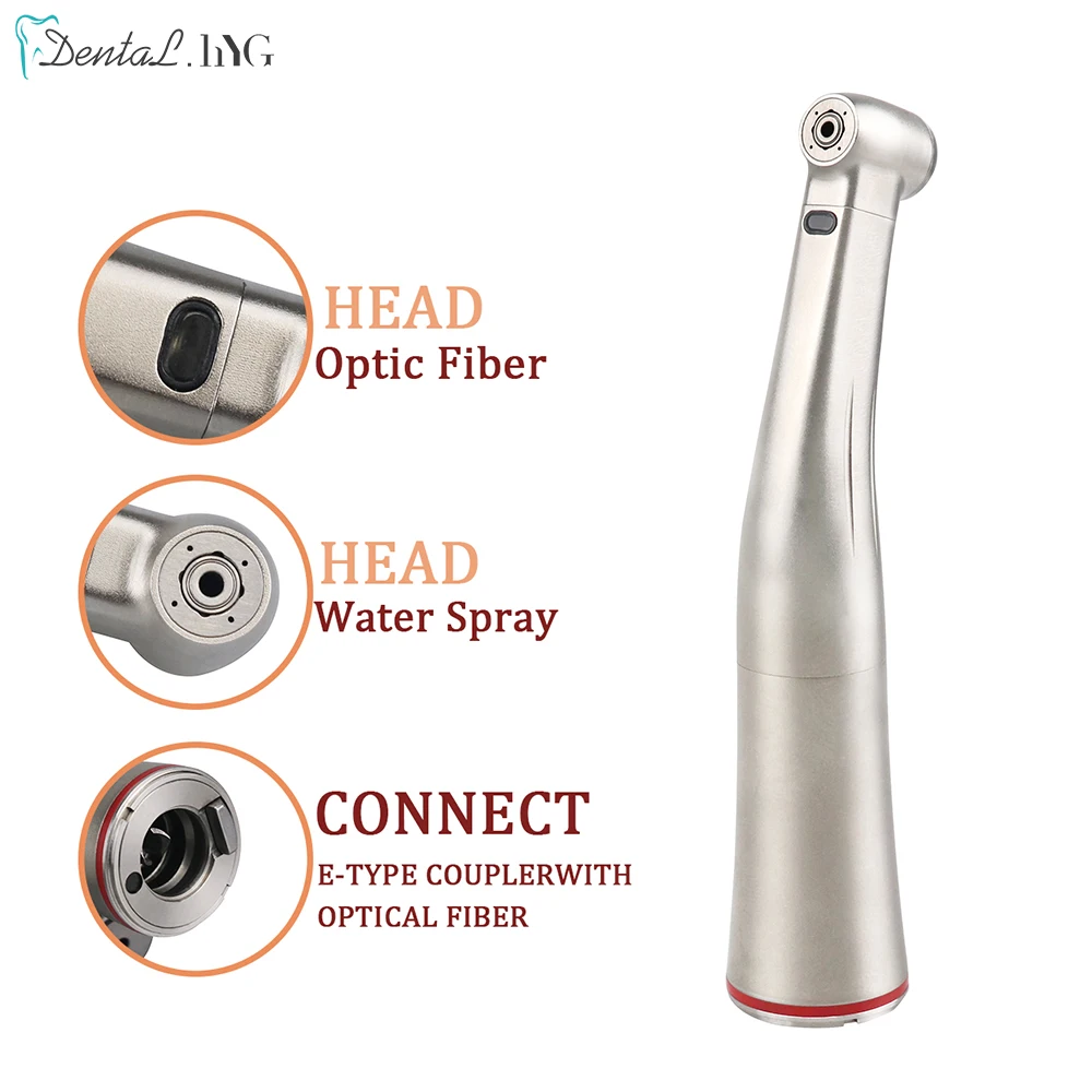 Dental 1:5 Fiber Otptic Handpiece Increasing Red Ring Contra Angle Internal Water Spray With LED For E-type Motor Dentistry