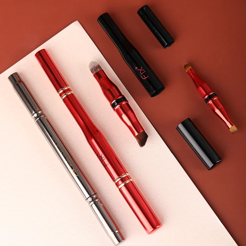 Fix plus Four-In-One Portable Multi-Function Makeup Brush Upgraded Version Concealer Nose Shadow Lip Brush Eyebrow Brush