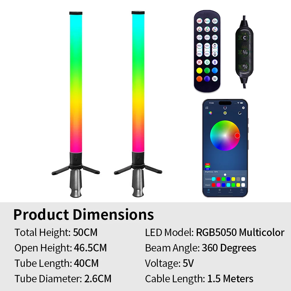 Eck-USB RGB 360 ° Ambient Rhythm Light, dimmbar, farbwechselnd, Bluetooth-App-Steuerung, Fernbedienung für Wohnzimmer und Schlafzimmer