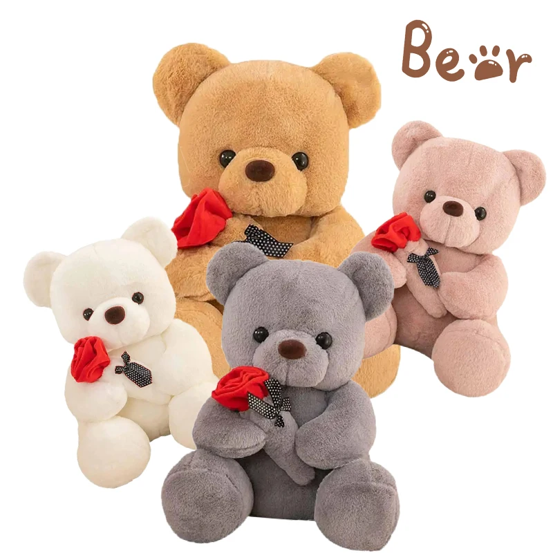 Niedliche Bärenpuppen mit Rosenblüten Plüschtiere Kuschel-Teddybären Geschenke für Valentinstag und Geburtstage Mädchen Simulations-Stofftier