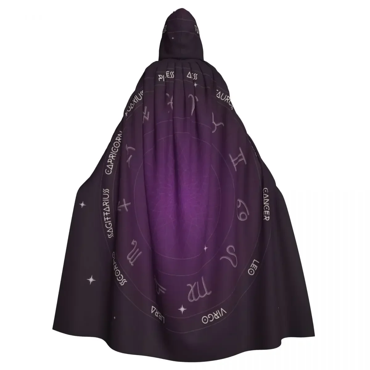 

Unisex Witch Party Reversible Hooded Adult Vampires Cape Cloak Zodiac Wheel Space Purple