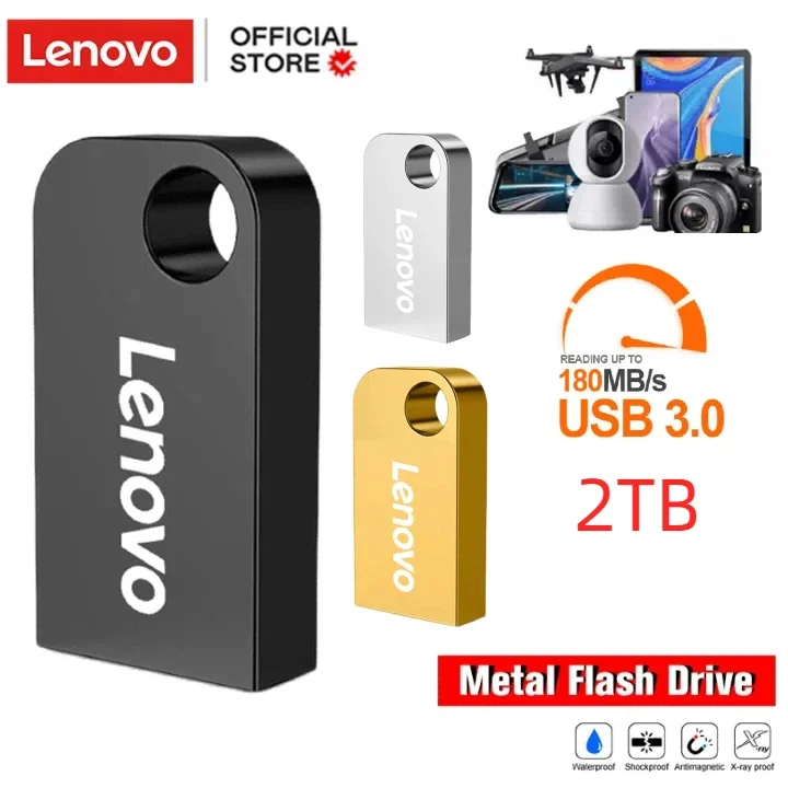 Lenovo 2TB 1TB Metal Flash Drive USB3.0 Pendrive asli U Disk Flash Drive kecepatan tinggi 512 USB Memory Drive U Aksesori Drive