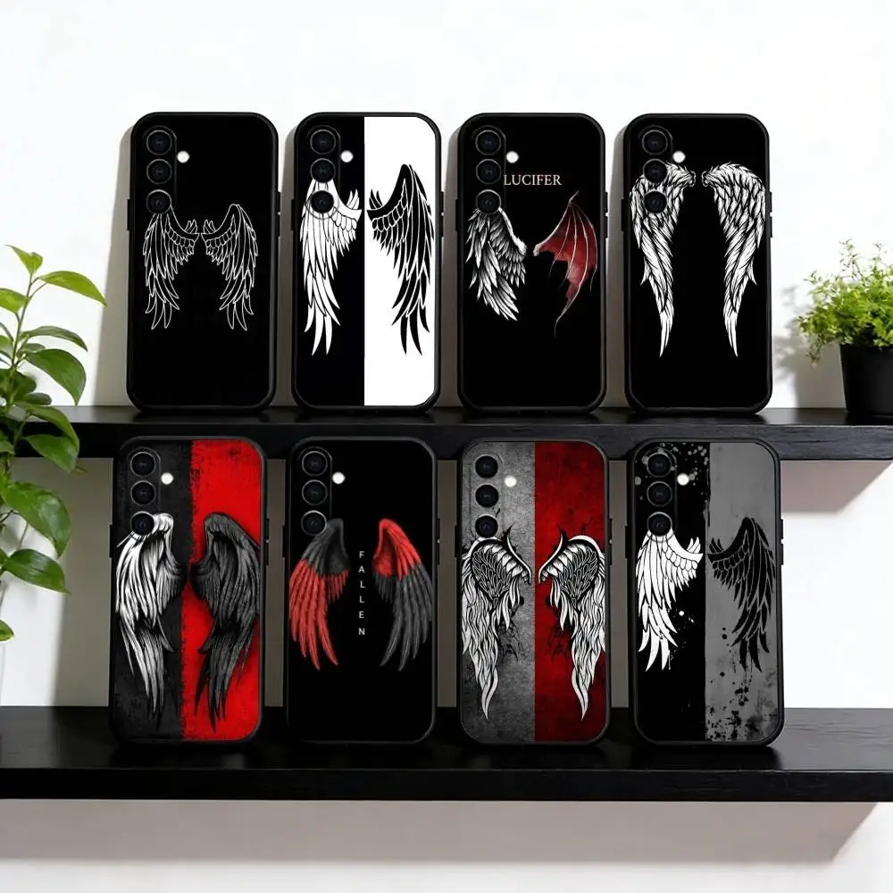 

Angel wings Phone Case Black Silicone Soft For Samsung Galaxy A73,A72,A71,A70,A53,A52,A51