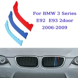 3Pcs ABS Car Racing Front Grille Trim Strips For BMW E92 E93 3 Series 2006-2013 M Power Grill Clip Accessories