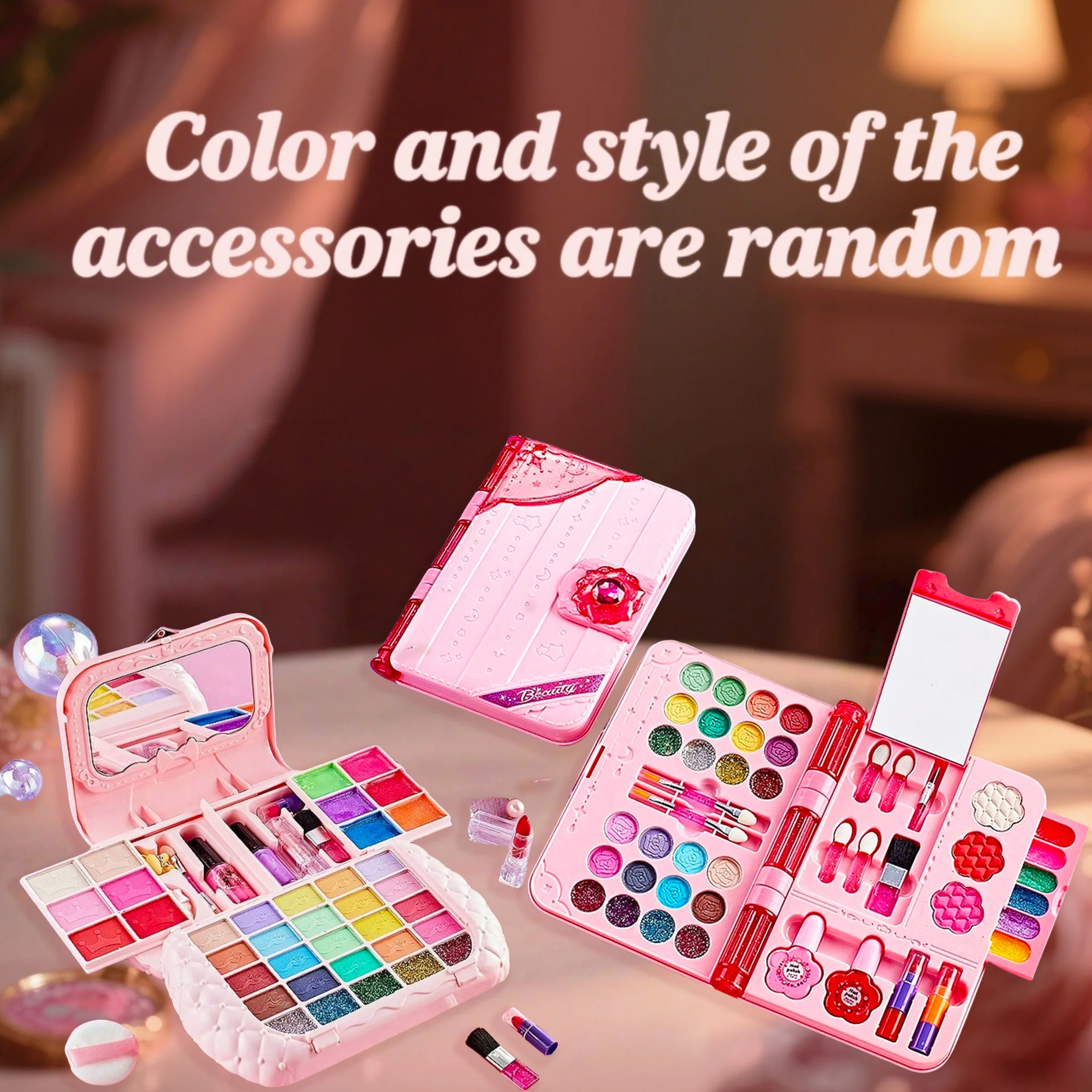 مجموعة مكياج للأطفال، مكياج قابل للغسل، مناسبة للفتيات، مجموعة مكياج منزلية قابلة للغسل، لعبة مع مرآة وصندوق مكياج، هدية عيد ميلاد آمنة غير سامة