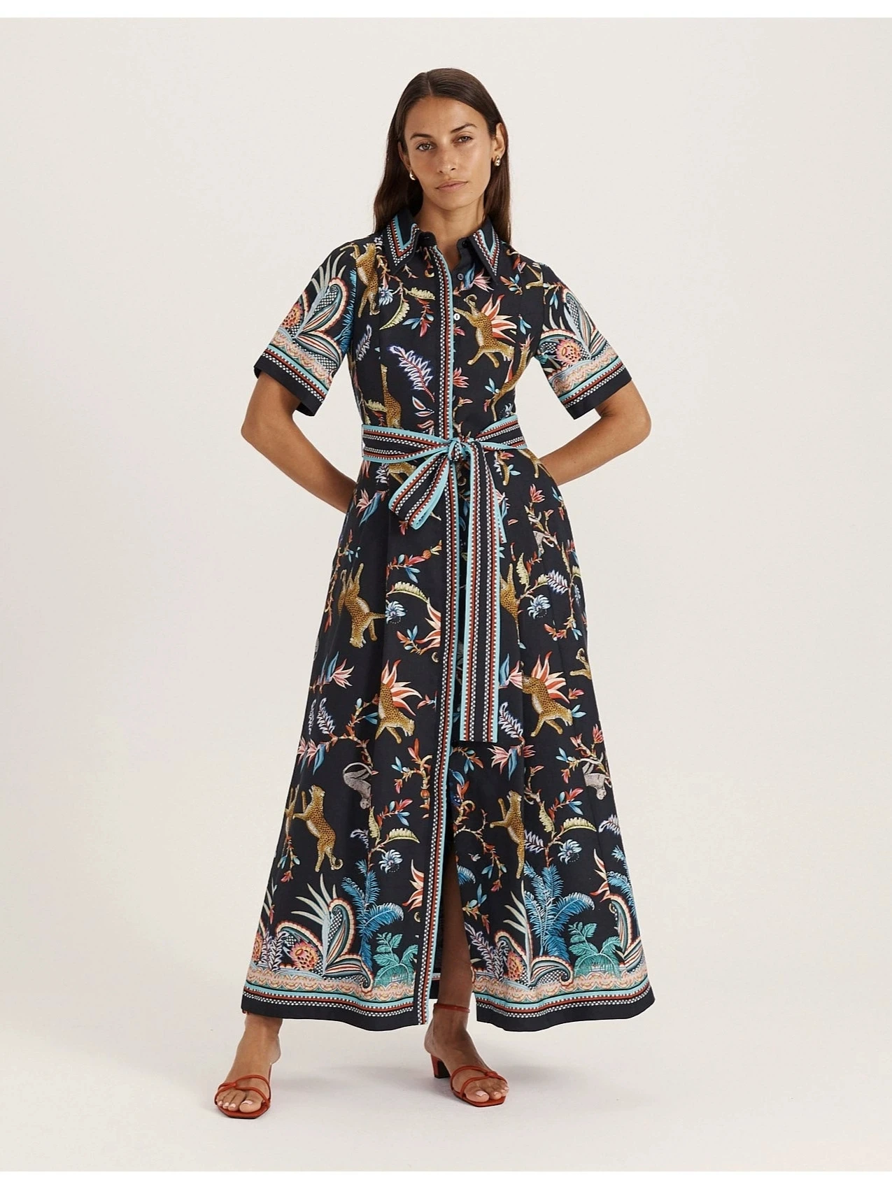 

2026 European and American Summer New Pomeranian Retro Style Linen Printed Long Dress
