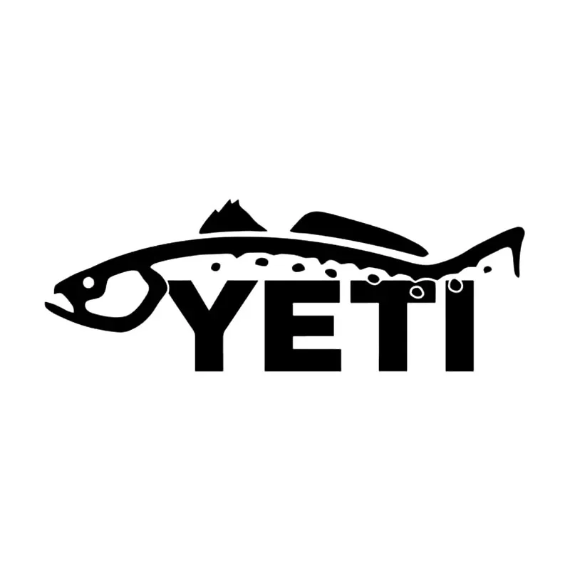 Creative Car Sticker Yeti Logo Fish Vinyl Decal Car Window Fishing Decal Black/Silver,15cm*5cm