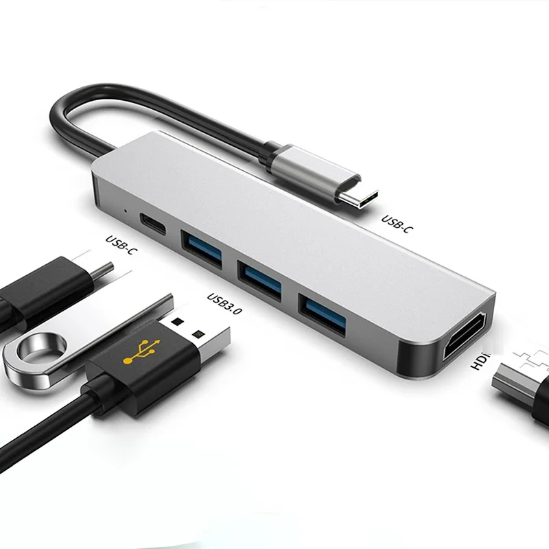 

Type C to with HDMI 4K USB3.0 HUB Extend Disk Reader Writer Laptop Notebook Computer Cable Splitter Multi Ports Charging Adapter