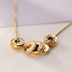 Engraved Custom Family Name Beads Necklace Personalized Crystal Disc Mothers Day Gifts for Her Mom Grandma Wife Birthday Ideas