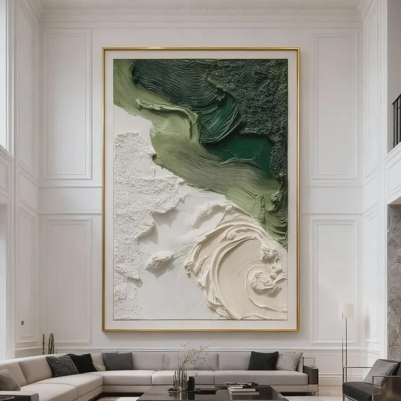 Cream Neutral Canvas Painting Textured Sea Wave Coast Abstract Impasto Art Wall Decor For Living Room Apartment Bathroom Spa