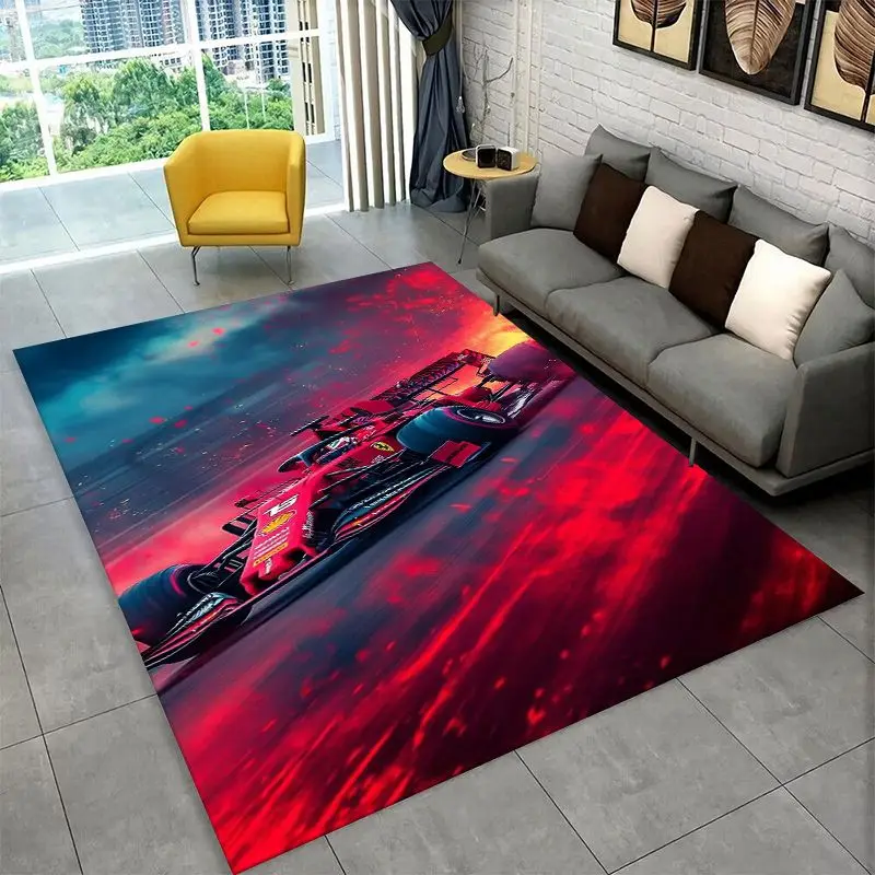 Retro F-Ferrarii Racing Car Moto Non-Slip Area Rug for Living Room,Bedroom,Playroom,Carpet Floor Mat Home Decor Rug  Room