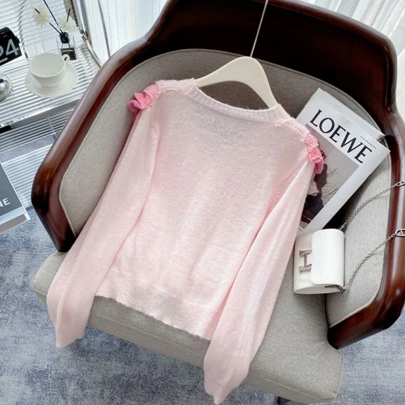 Women Trendy Contrast Color Spliced Chic Sweet Kawaii Knitted Sweaters Autumn V Neck Long Sleeve Loose Single Breasted Cardigan