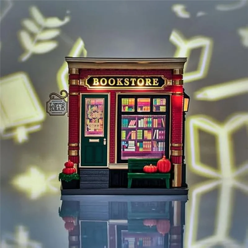 AAAN-Flower Night Light Bookstore Wallflower Projector Nightlight Book-themed Projection Room Decor