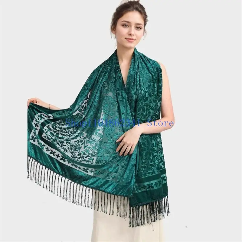 5ASD Long Long Tassels Women's Shawr Neck Wrap Wrap Engant Teric Chinese Dress Shawl وشاح لشال لمناسبة خاصة