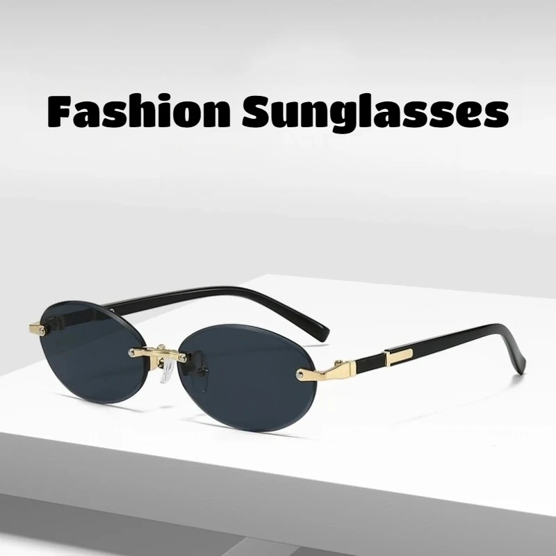 

Rimless Sunglasses Circle Fashion Popular Women Men Shades Small Round Sun Glasses for Female Male Summer Traveling Goggle