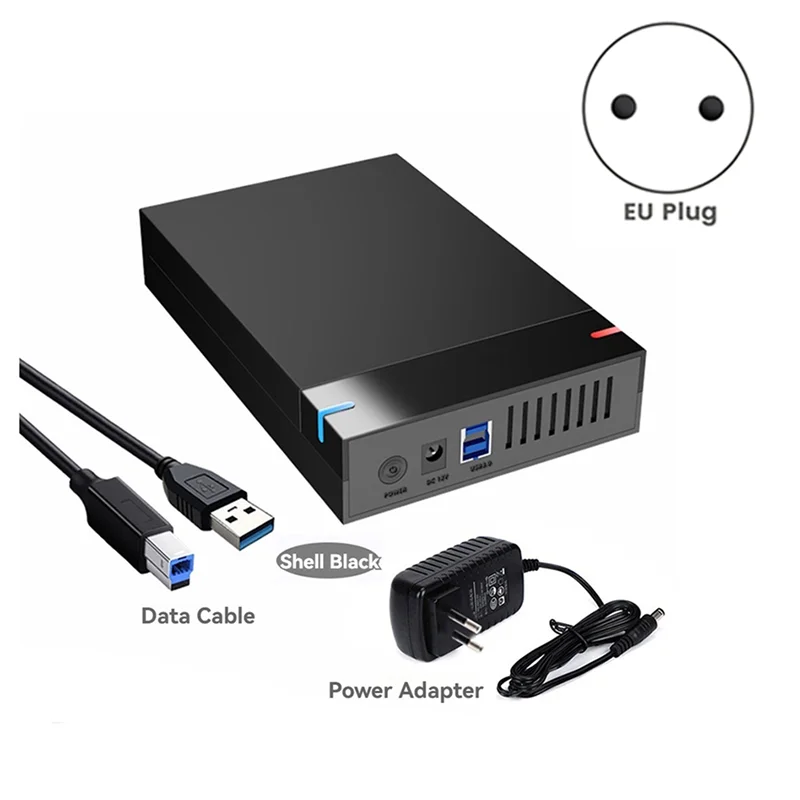 2X HDD Case SATA To USB 3.0 Adapter External Hard Drive Disk Enclosure 3.5 Inch SSD Disk 10TB HDD Box EU Plug