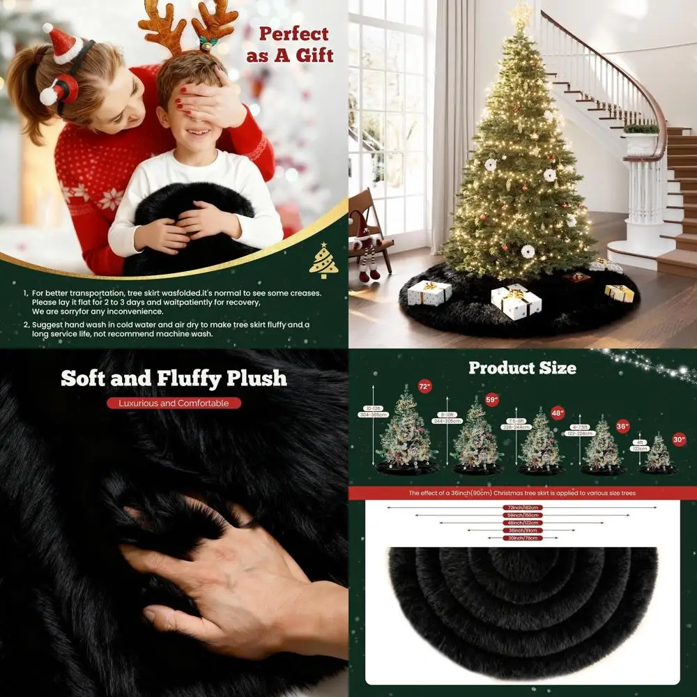 

Черная шерстяная юбка для рождественской елки, 60-дюймовая, маленькая елка, украшения для праздничной вечеринки