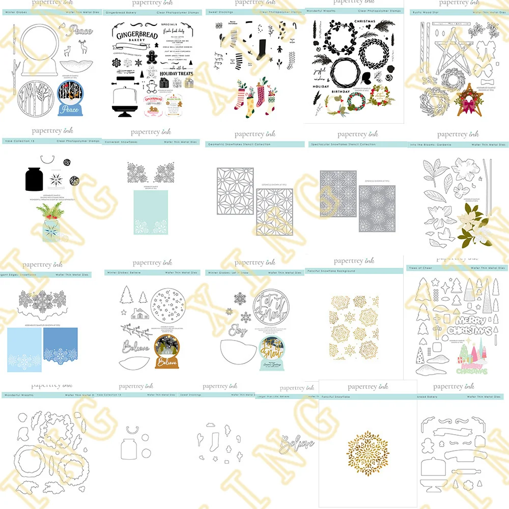 New Arrival Christmas Trees Snowflakes Metal Cutting Dies Stamps Stencil Hot Foil Scrapbook Diary Decoration Embossing Template