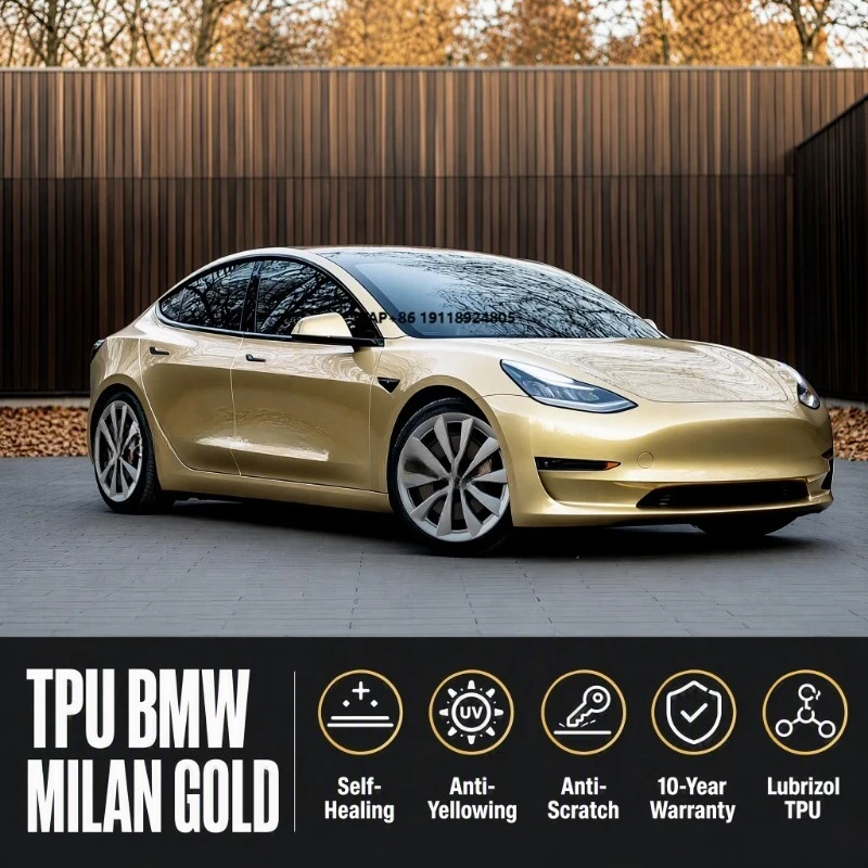 WrapMaster 1.52*15m TPU Paint Protection Film PPF for Luxury Cars Milan Gold High Elasticity Colored Car Film Wholesale OEM