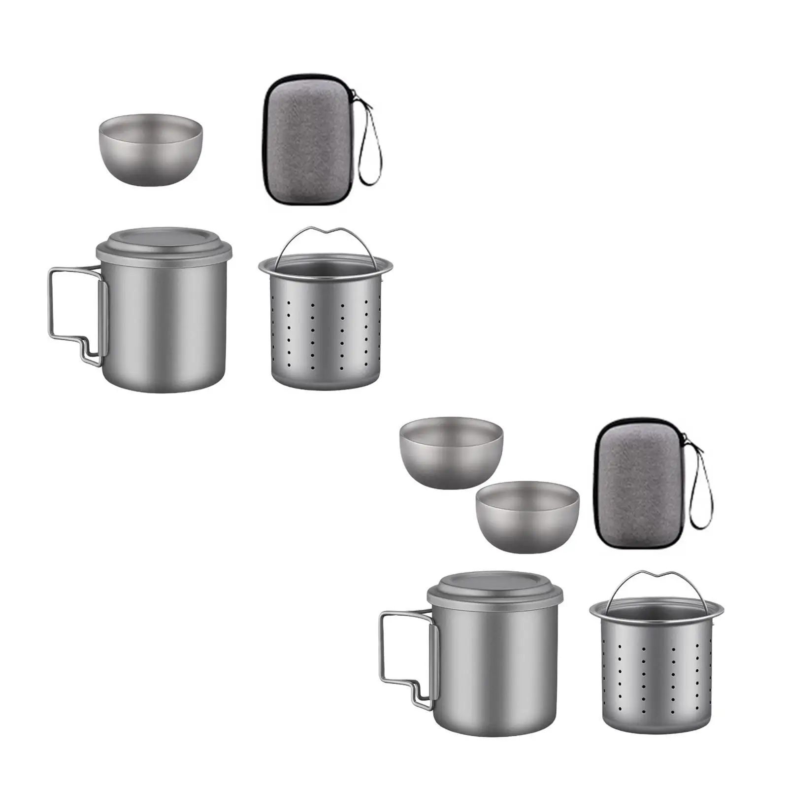 

Titanium Cup Lightweight Round Tea Cup with Foldable Handle Titanium Mug with Tea Strainer Camping Tea Maker for Campsite BBQ