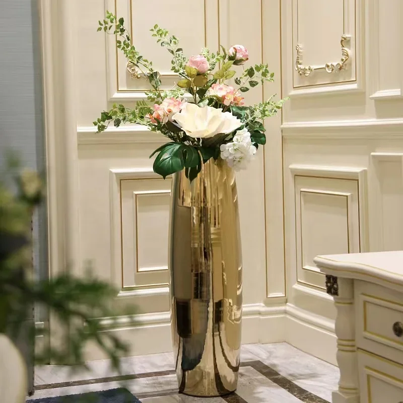 

Ceramic Floor Vase Interior decoration 80cm Tall Gold Big Size Ceramic vase for indoor home living room ornaments