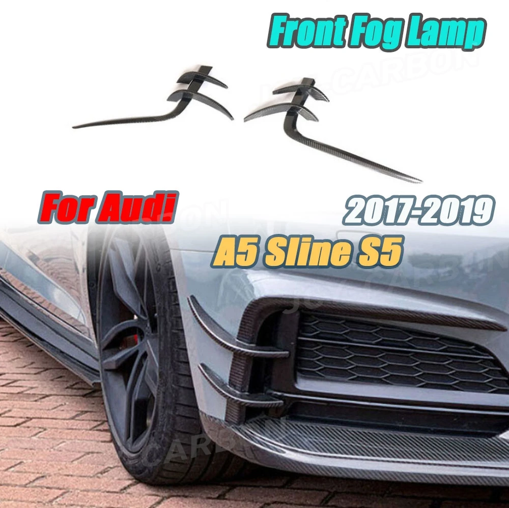 

JCYECF Carbon Fiber For Audi A5 Sline S5 2017-2019 Front Fog Light Eyebrows Cover Trims Body Kits Floglamp Trim Cars Accessories